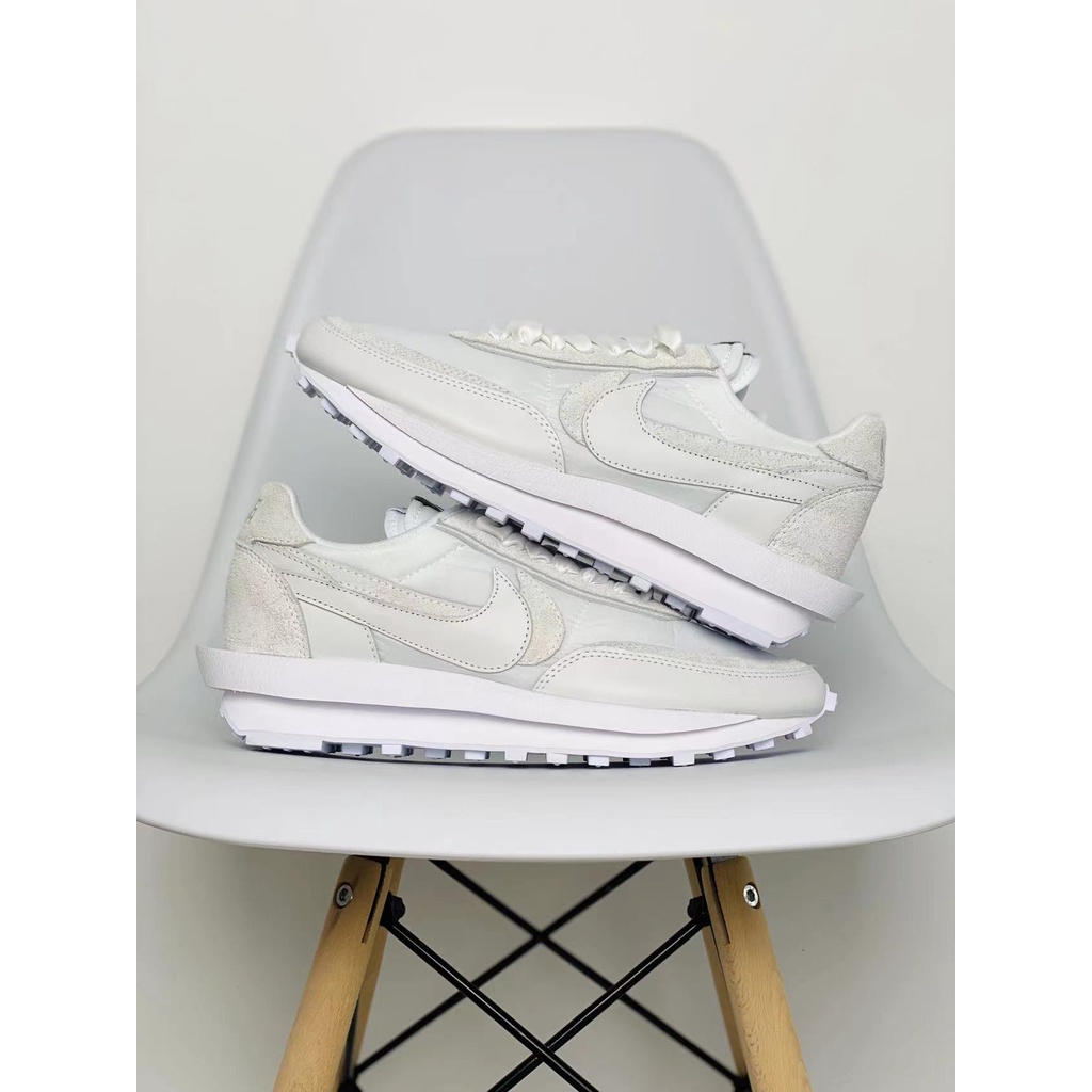 實圖拍攝 sacai X Nike LDV Waffle 灰白 白絲綢 低筒 解構 男女鞋 華夫鞋 BV0073-101