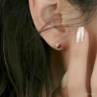 【BuCHA】純銀針 舊日花朵 寶石耳環-2色｜耳環