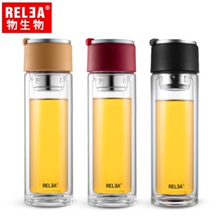 RELEA 物生物 旅行家雙層玻璃杯 泡茶杯 320ml JV0102226 自信黑 熱忱紅 全新未使用