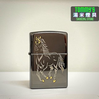🔥全館免運費🔥正品 美國 ZIPPO 打火機- Animals系列『奔馬 』黑冰鏡面拋光『型號28645』