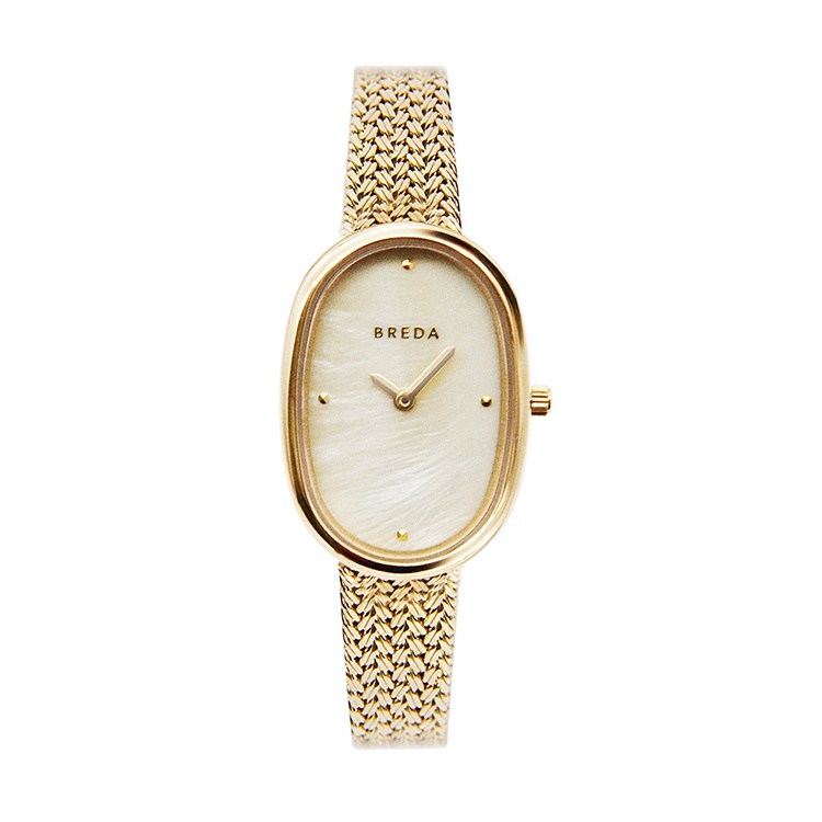 BREDA 美國設計師品牌女錶 | JANE系列 復古橢圓貝殼面手錶 - 金x金母貝面 1741N