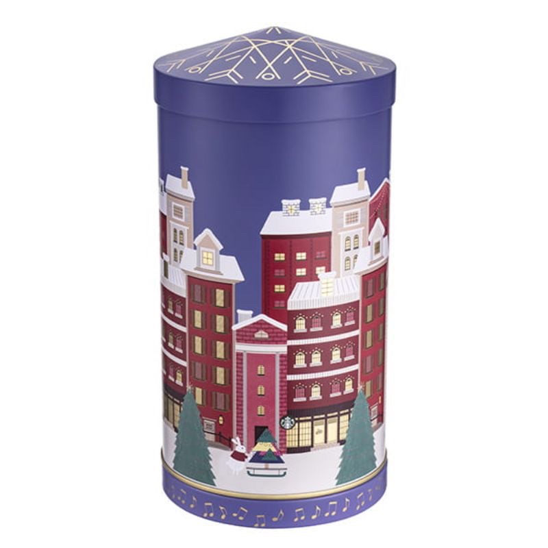 繽紛耶誕旋轉音樂盒 星巴克節慶巧克力音樂盒 藍色 旋轉音樂盒 2021年 紫色