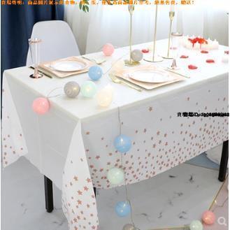 #生日派對桌布 一次性長方形餐桌布塑膠臺布兒童成人甜品臺佈置裝飾