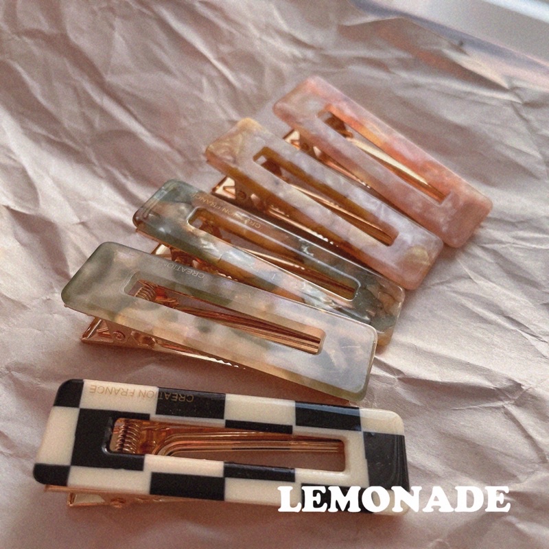 中空長方形暈染樹脂髮夾 𝟮𝟰𝗵𝗿內出貨🛒 Lemonade 鴨嘴夾 瀏海夾 邊夾 髮夾 bb夾 髮飾韓國 韓版髮夾