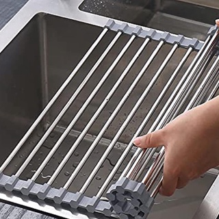 折疊晾碗架 折疊瀝水架 薄型防裂 多功能瀝水架 不銹鋼矽膠複合水槽廚房瀝水架 洗碗置物架 伸縮瀝水架