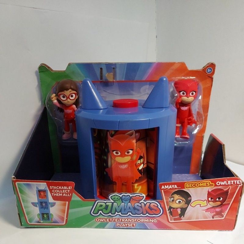 【收藏】PJ MASKS 睡衣小英雄 變身基地組 貓頭鷹女 未拆 盒損 絕版