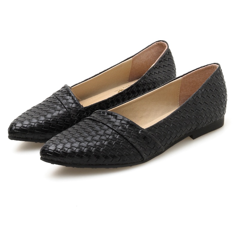 【白鳥麗子】品牌自訂款  MIT經典編織格紋平底尖頭包鞋
