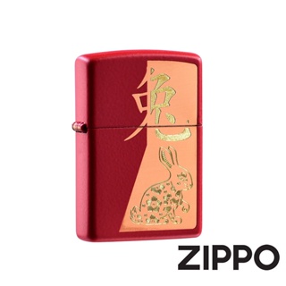 ZIPPO 兔年紀念款防風打火機 48282 紅色啞漆 雷雕技術 兔子 中國 過年 迎新春 喜氣洋洋 終身保固