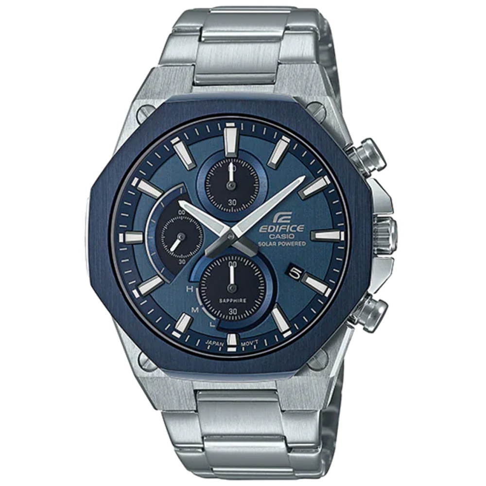 CASIO EDIFICE 三針三眼太陽能計時碼錶(EFS-S570DB-2A 公司貨