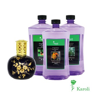 【Karoli香氛】薰香汽化精油 1000ml 3瓶精油+深藍陶瓷香薰瓶(柏格精油適用)優惠組合 快速除臭 除霉味 除臭