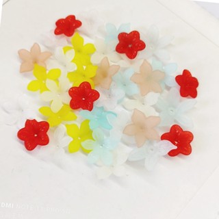 【現貨】珍珠白彩色磨砂桔梗花朵(10片)/耳環設計材料/手作DIY配件/樹脂/項鍊手鍊髮飾配件/創意材料