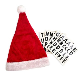 派對城 現貨 【聖誕老公公帽1入(附字母貼紙)】 歐美派對 穿戴 派對帽 聖誕節 聖誕佈置 派對佈置 拍攝道具