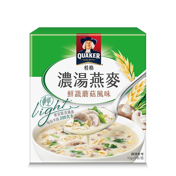 桂格 濃湯燕麥(鮮蔬蘑菇風味) 43g x 5包【家樂福】