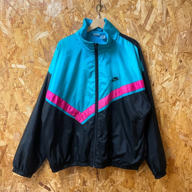 疫年古著店－Nike 90s vintage粉色勾勾拼接風衣外套