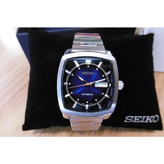 SEIKO WATCH精工復古系列5號RECRAFT系列酒桶型機械鋼帶腕錶-寶藍面(SNKP23)