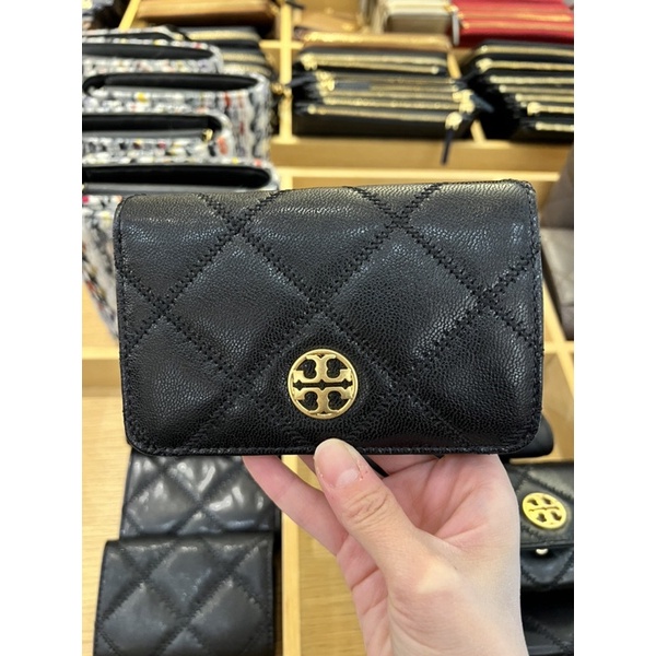 TORY BURCH Willa 菱格紋中夾（黑）