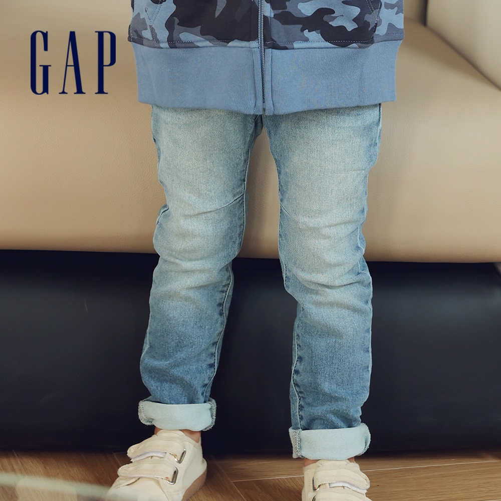 Gap 男童裝 棉質舒適鬆緊牛仔褲-淺藍色(555312)