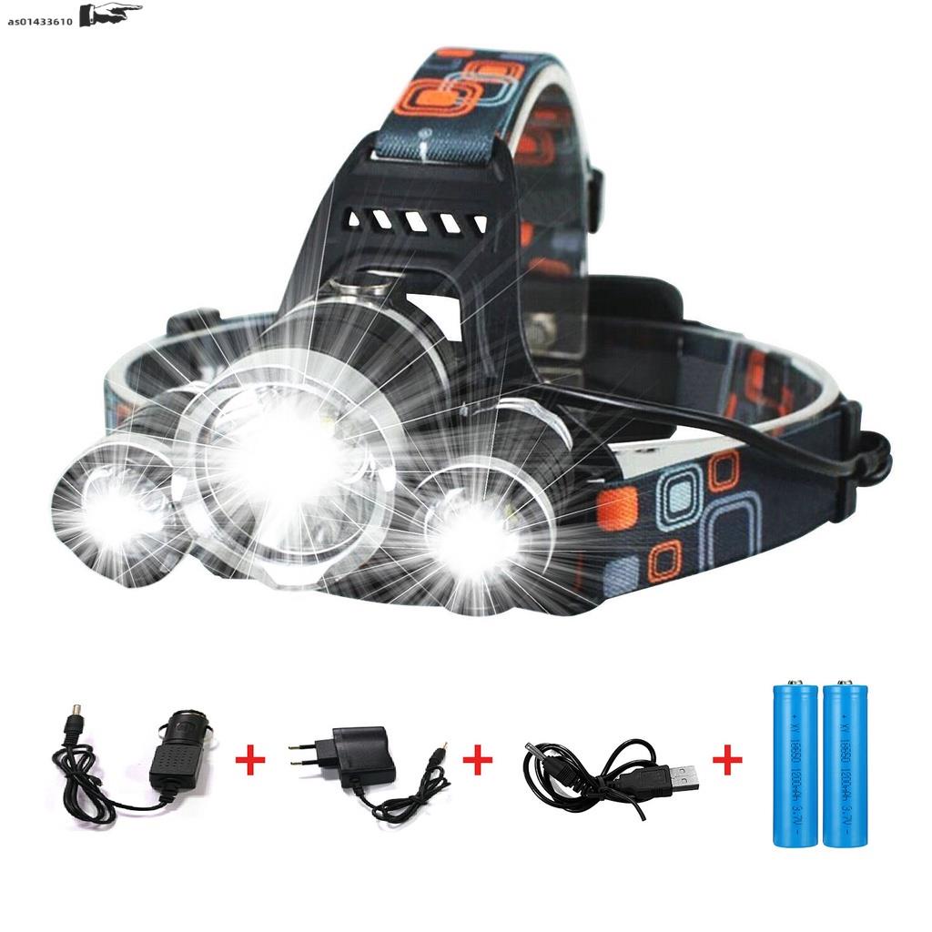 High Power HeadLamp Headlight 3 x CREE T6 with Rechargeable
