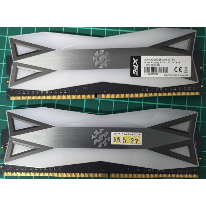 二手 威剛 ADATA XPG Spectrix D60G 16GB(8Gx2) DDR4-3000 RGB炫光記憶體