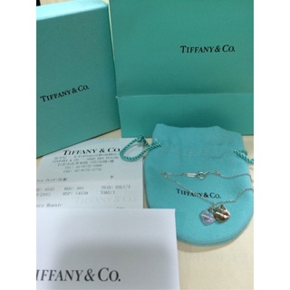 近全新Tiffany & Co雙愛心K18PG純銀項鍊