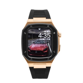 APPLE WATCH 蘋果手錶保護殼 | 全不鏽鋼膠帶款 - 玫瑰金x黑框 / 台灣出貨 / 6.7.8代皆適用