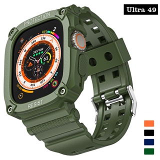 適用於 Apple Watch Ultra 49 毫米錶帶的運動錶殼背帶 TPU 保護保險槓手鍊錶帶 Iwatch 系列