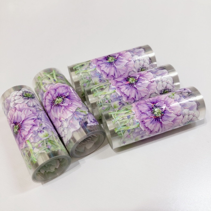 分裝 喵啪唧工作室 玉液瓊紫 紫花 亮面 白墨 PET 膠帶 紙膠帶 大年 花 花束