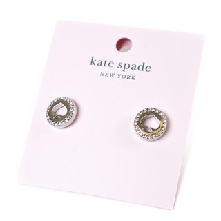 KATE SPADE 縷空桃心水鑽針式耳環-銀色【美國正品 現貨】