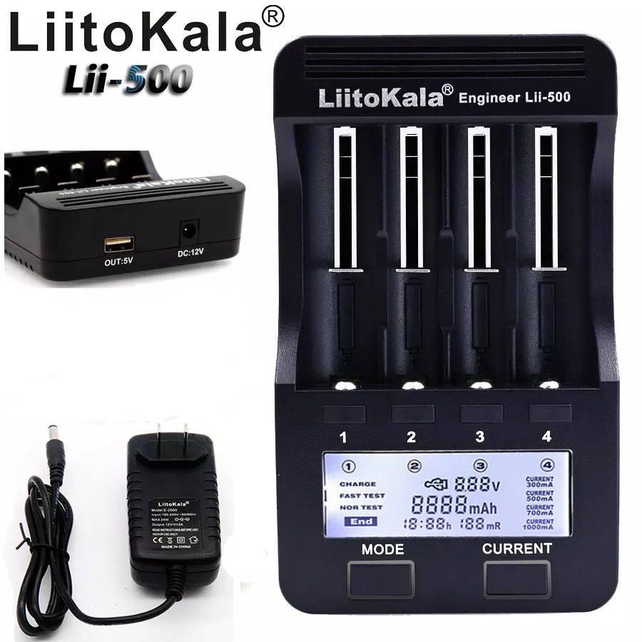 LiitoKala lii-500 18650 充電器 帶分容14500 LCD液晶顯示3.7V鋰電池容量測試儀3.7V