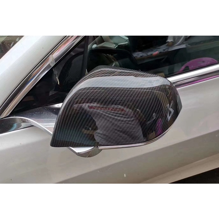 【台灣現貨】Tesla特斯拉MODEL 3 MODEL Y 升級高品質乾式碳纖維貼片後視鏡殼罩蓋 底面雙層碳布