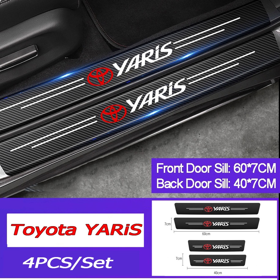 豐田 Door Sill 側腳防刮擦保護器碳纖維加厚皮革貼紙, 適用於 YARIS