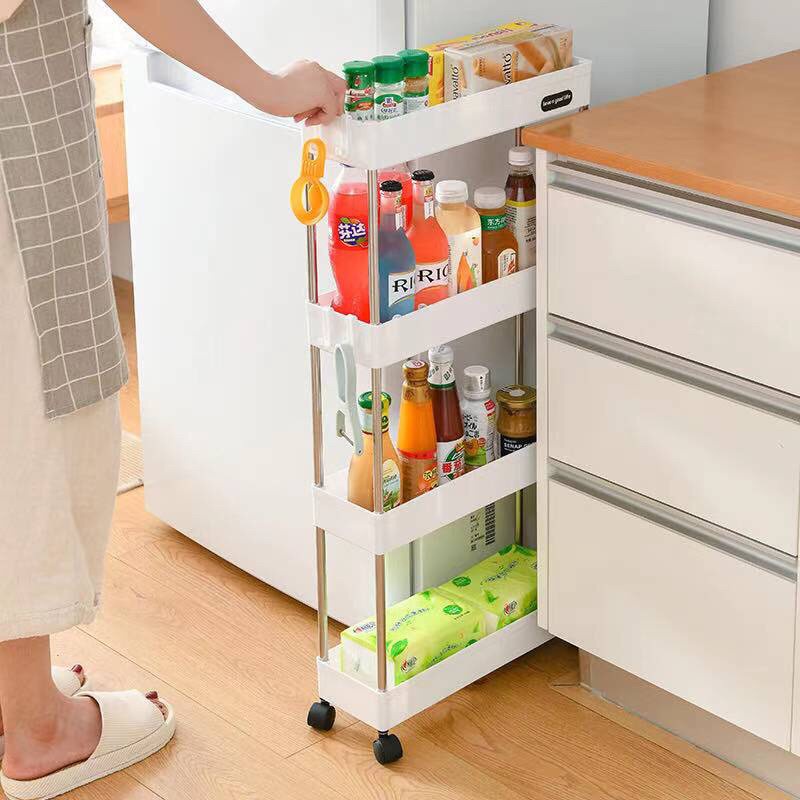 4 Layer Gap Kitchen Storage Rack Slim Slide Tower Movable As 蝦皮購物