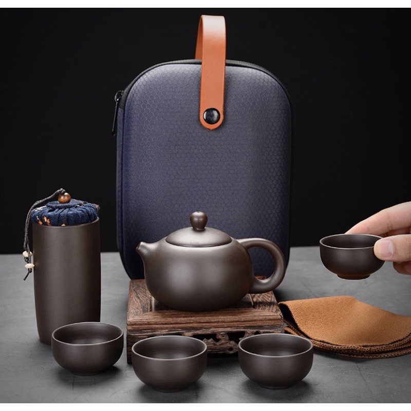 可攜式紫砂茶具組 茶具組 隨行杯 陶瓷杯 旅行茶具組 茶壺 瓷器