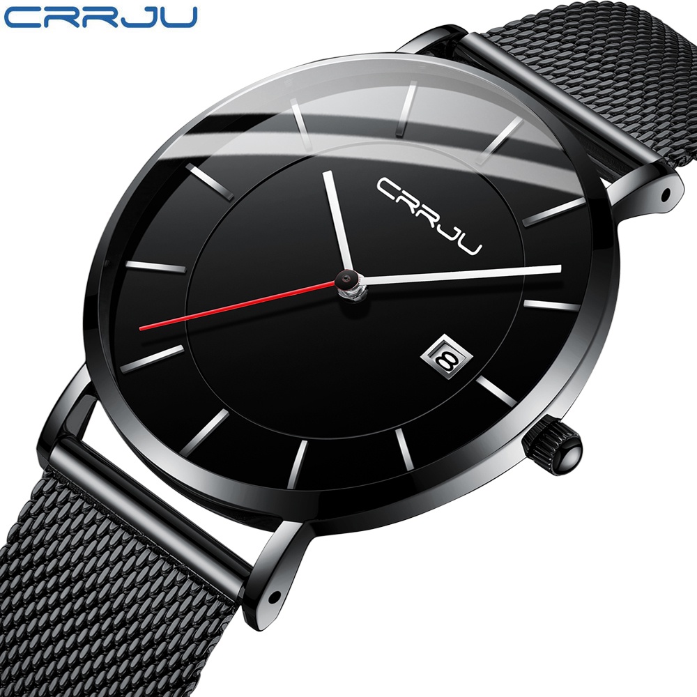 Crrju 男士手錶原裝品牌超薄簡約休閒模擬石英不銹鋼防水 2221 X
