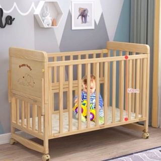 {破損補發}多功能實木嬰兒床無漆搖籃床環保兒童床可變書桌寶寶床可移動bb床 3LOT