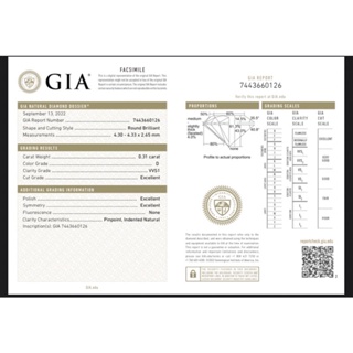 GIA國際證書0.31克拉D/VVS1 /3EX