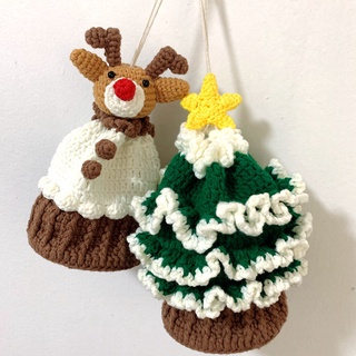 Diy 編織包包 -麋鹿/聖誕老公公/聖誕樹 包包材料包 手工包包 編織包包 聖誕材料包 包包
