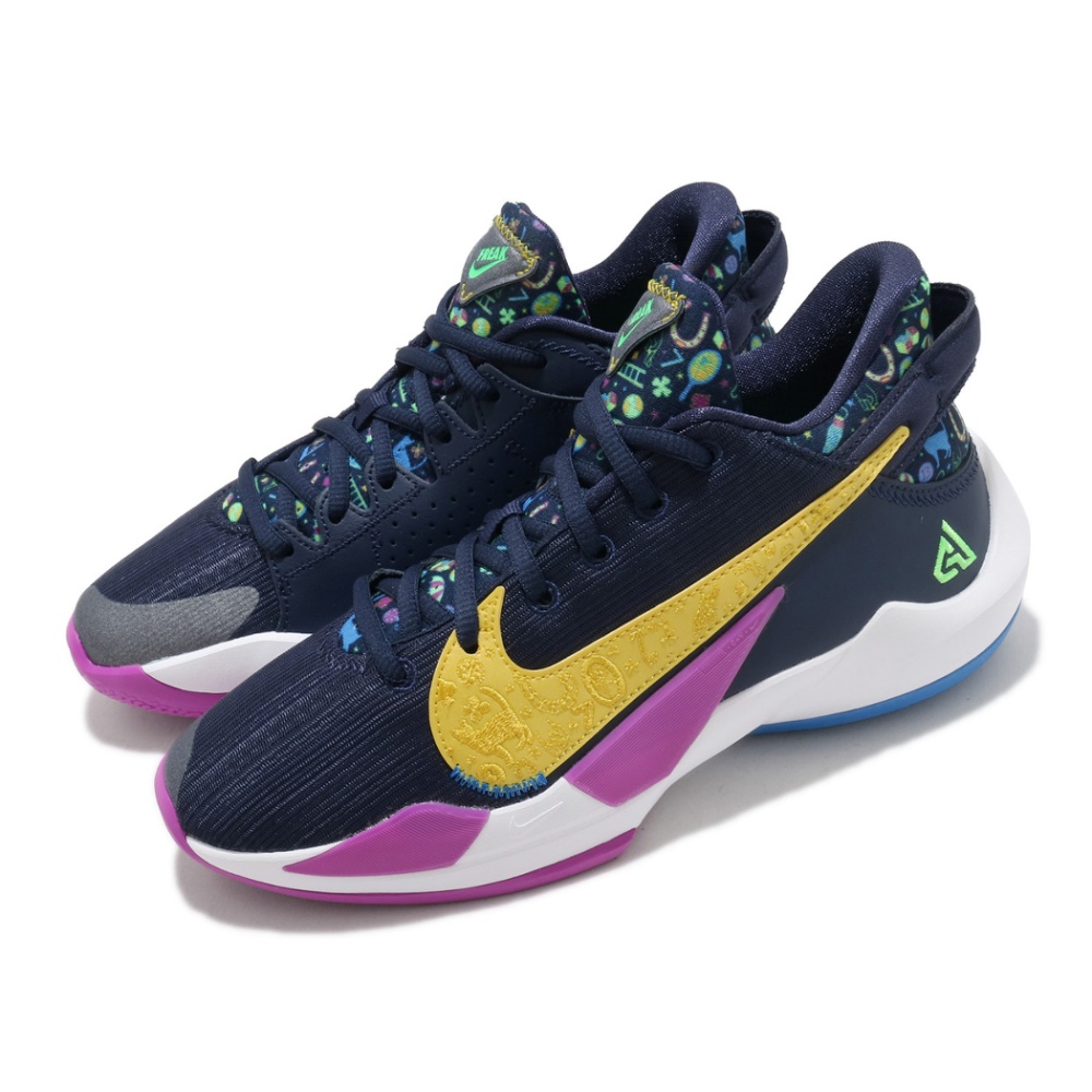 𝓑&amp;𝓦現貨免運 Nike Freak 2 PE 大童 女籃球鞋 深藍 黃 CT4592400