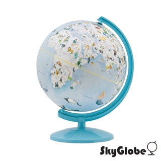 【SkyGlobe】10吋可愛動物插圖塑膠地球儀淺藍(附燈/中英文版)《WUZ屋子》擺飾 教學