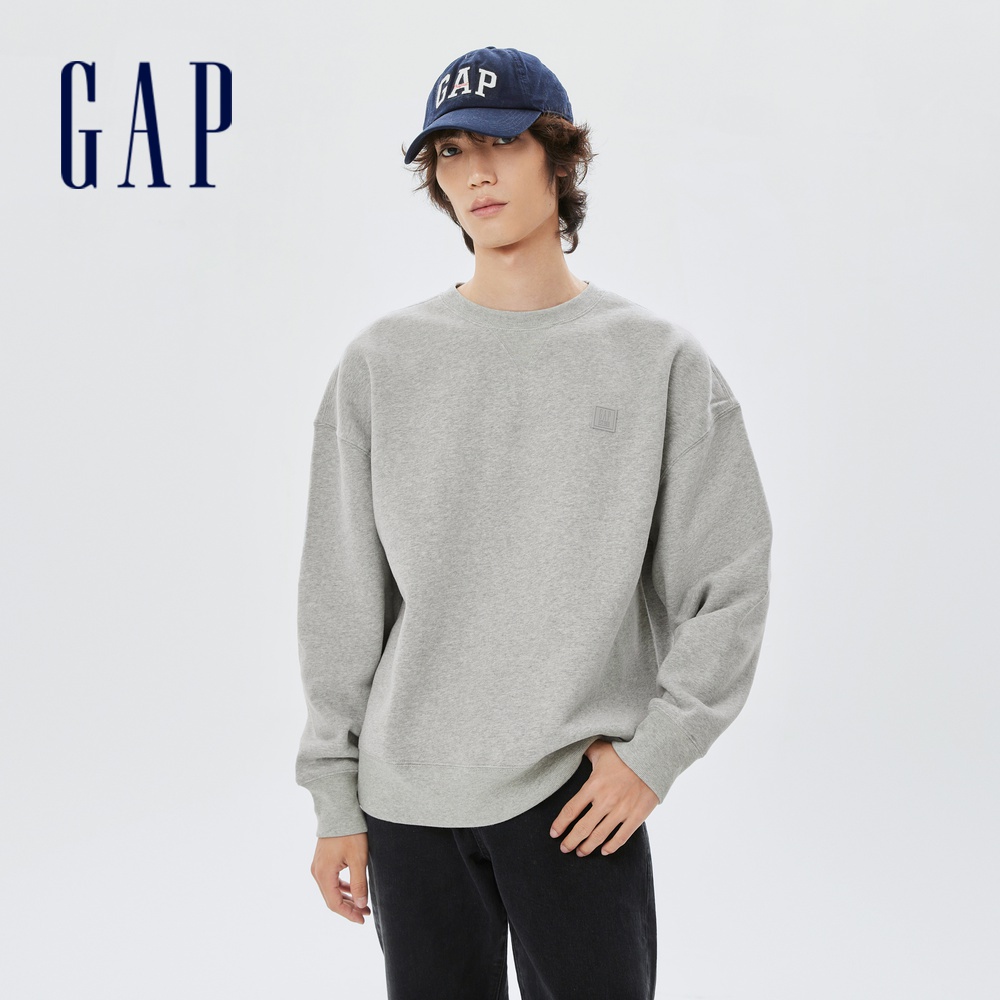 Gap 男裝 Logo大學T 碳素軟磨系列-灰色(447597)