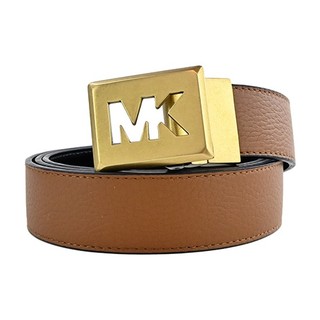 MICHAEL KORS 金釦鏤空LOGO素面荔枝紋雙麵皮帶-棕/黑｜100%原廠真品｜JS Maxx官方旗艦館