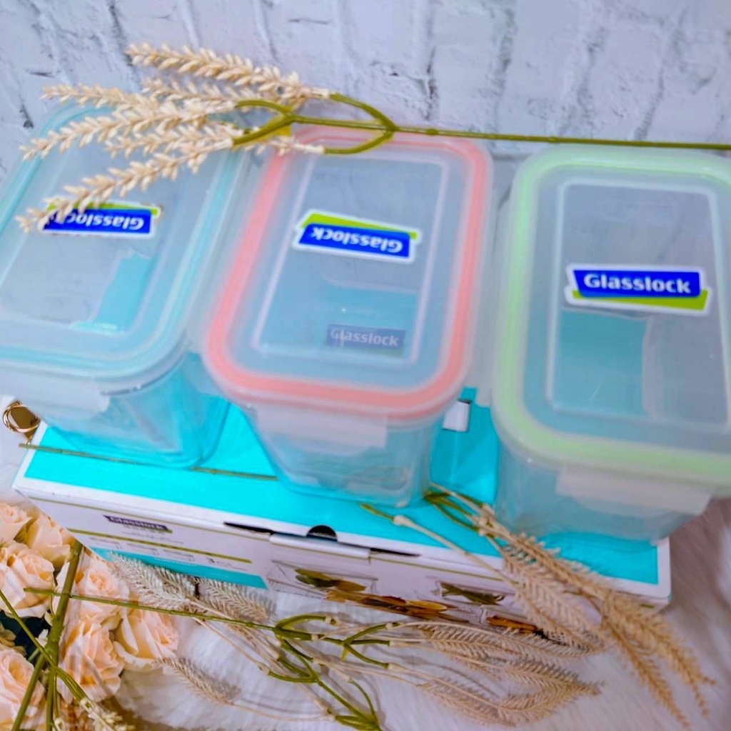 全新 韓國 Glasslock格拉氏洛克 強化玻璃保鮮罐 玻璃保鮮盒 ／密封罐／儲物罐 1020ml 三入組