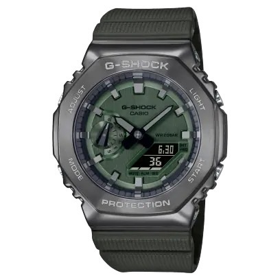 【柏儷鐘錶】CASIO G-Shock 農家橡樹 八角手錶 錆色金屬框 GM-2100B-3A