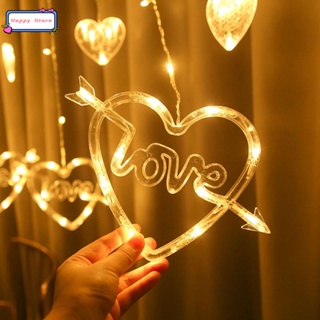 2.5m LED Love Heart Fairy Lights / Warm White Curtain String