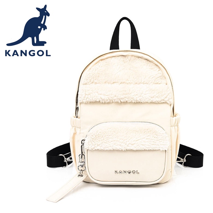 KANGOL 英國袋鼠 後背包 6255874001 米白 絨毛包