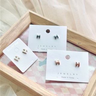 Lucky Stone✿ 韓國製 耳環 純銀耳針 耳釘 字母耳環 玫瑰金