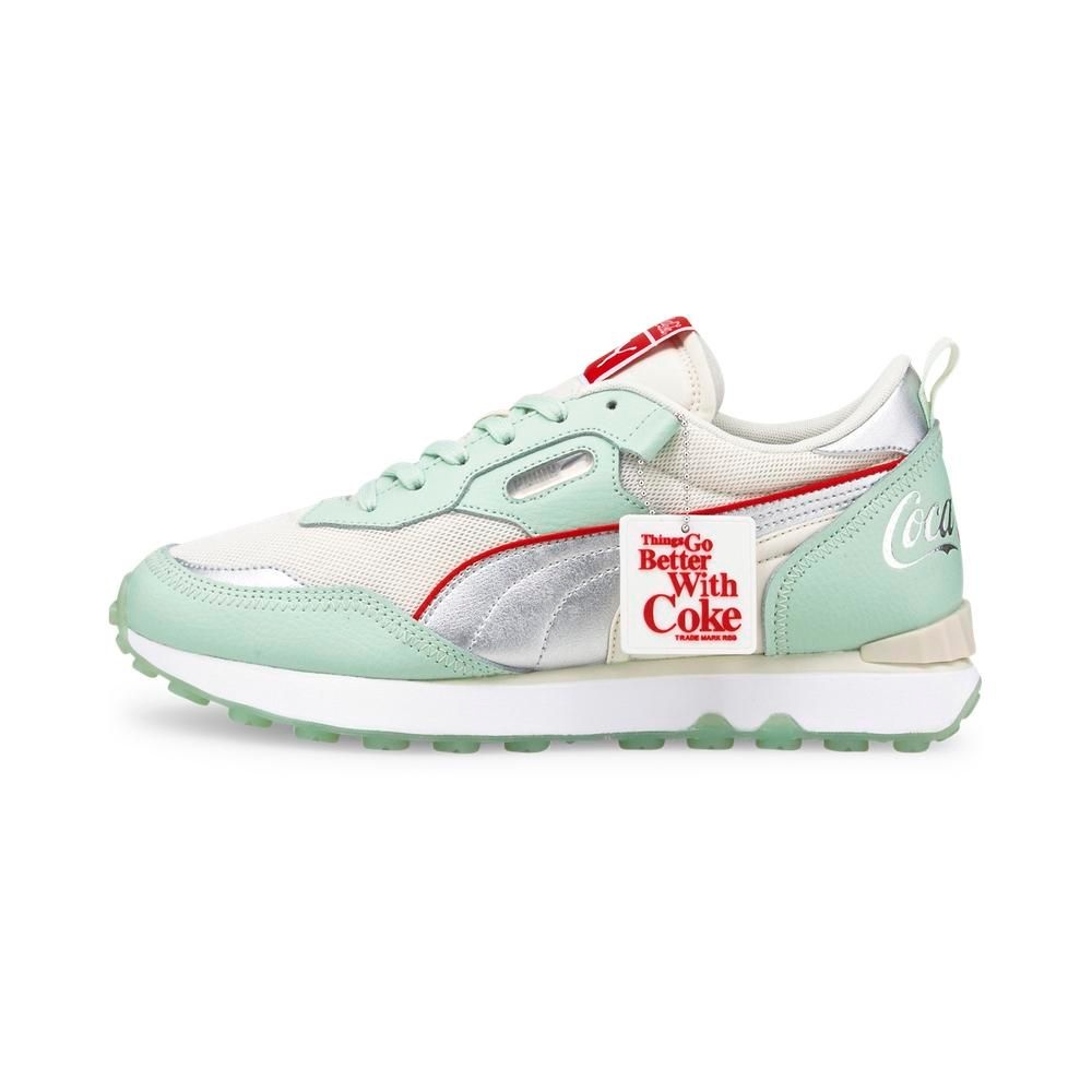 PUMA 休閒鞋 運動鞋 Rider FV LE COCA COLA 女 38721701 綠 銀 白