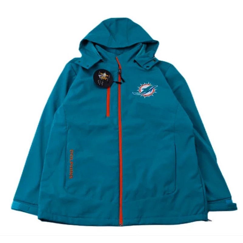 NFL DOLPHINS 海豚隊 衝鋒衣 夾克 外套 防寒 防水 帽子可拆 嘻哈 饒舌 美版:L/XL/XXL