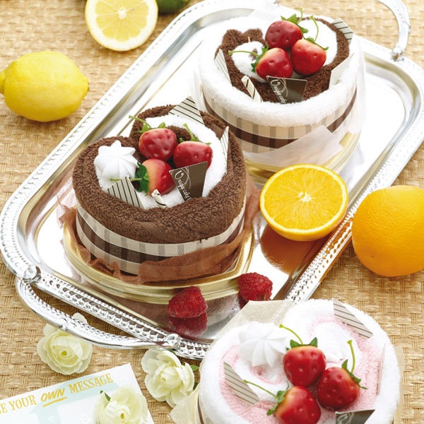 【King PLAZA】福利品 造型毛巾 蛋糕 毛巾 奶油 巧克力 草莓甜心 6吋 送禮 交換禮物 送粉彩購物袋
