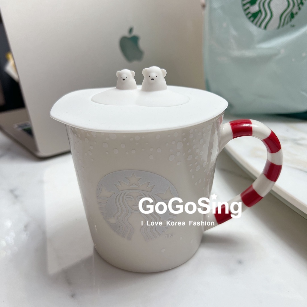 韓國 Starbucks 星巴克  絕版 聖誕節 雪花 北極熊 馬克杯 355ml 矽膠杯蓋 咖啡 全新 現貨 交換禮物
